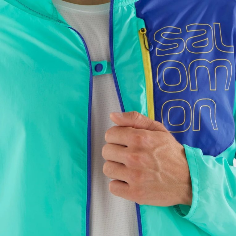 Salomon Bonatti Cross Men's Windbreaker Turquoise / Blue | CA 18O97